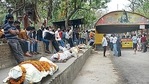 People waiting with bodies of their relatives outside the Hindon crematorium on Saturday.(Sakib Ali/HT photo) People waiting with bodies of their relatives outside the Hindon crematorium on Saturday.(Sakib Ali/HT photo)