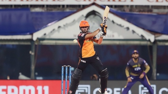 Manish Pandey of Sunrisers Hyderabad brings up his half-century off 37 deliveries during match 3 of Vivo Indian Premier League 2021 between Kolkata Knight Riders and Sunrisers Hyderabad at M. A. Chidambaram Stadium, in Chennai on Sunday. (ANI Photo/IPL Twitter) Manish Pandey of Sunrisers Hyderabad brings up his half-century off 37 deliveries during match 3 of Vivo Indian Premier League 2021 between Kolkata Knight Riders and Sunrisers Hyderabad at M. A. Chidambaram Stadium, in Chennai on Sunday. (ANI Photo/IPL Twitter)