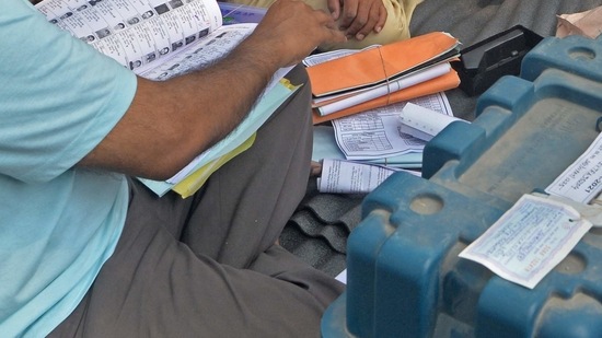 Electronic Voting machines (EVM) and voter-verified paper audit trail (VVPAT) units seen outside a polling station. (ANI) Electronic Voting machines (EVM) and voter-verified paper audit trail (VVPAT) units seen outside a polling station. (ANI)
