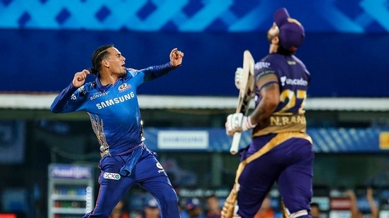 Rahul Chahar of Mumbai Indians celebrates,. (PTI) Rahul Chahar of Mumbai Indians celebrates,. (PTI)