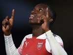 Eddie Nketiah celebrates a goal. 
