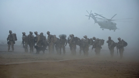 US Marines wait for helicopter transport as part of Operation Khanjar at Camp Dwyer in Helmand Province in Afghanistan. (AFP / File) US Marines wait for helicopter transport as part of Operation Khanjar at Camp Dwyer in Helmand Province in Afghanistan. (AFP / File)