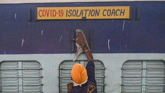 The Covid-19 isolation coaches deployed by the government last year. (Biplov Bhuyan/HT File Photo )