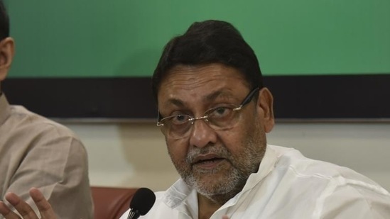 NCP leader Nawab Malik addressing the media. (Anshuman Poyrekar/ Hindustan Times) NCP leader Nawab Malik addressing the media. (Anshuman Poyrekar/ Hindustan Times)