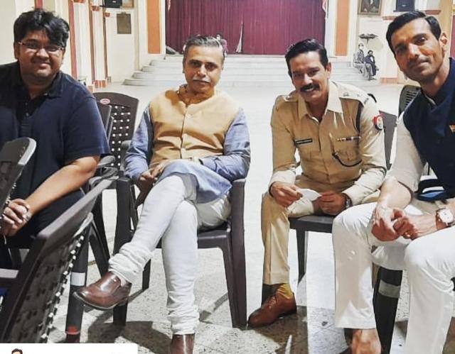 The team of Satyameva Jayate 2 in Lucknow (Credit: Instagram) The team of Satyameva Jayate 2 in Lucknow (Credit: Instagram)