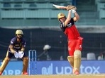 AB de Villiers of Royal Challengers Bangalore plays a shot during match 10 of the IPL 2021 against Kolkata Knight Riders AB de Villiers of Royal Challengers Bangalore plays a shot during match 10 of the IPL 2021 against Kolkata Knight Riders