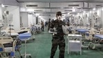 A security personnel is seen at DRDO's Covid care centre at Delhi Cantt in New Delhi. (ANI Photo) A security personnel is seen at DRDO's Covid care centre at Delhi Cantt in New Delhi. (ANI Photo)