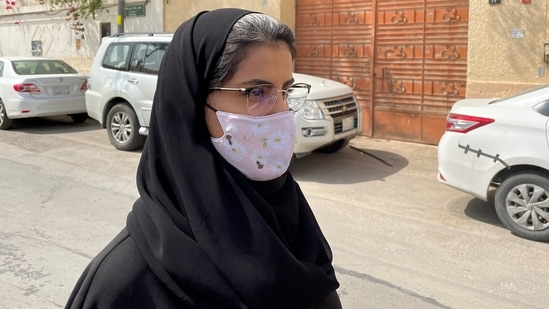Saudi activist Loujain Al-Hathloul makes her way to appear at a special criminal court for an appeals hearing in Riyadh, Saudi Arabia. (Reuters/ File )