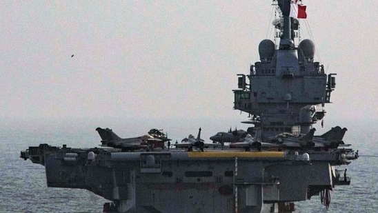 Indian Navy warships will join the French flagship Charles de Gaulle carrier aircraft carrier along with United Arab Emirates (UAE) Navy for the three-day Varuna trilateral exercise Indian Navy warships will join the French flagship Charles de Gaulle carrier aircraft carrier along with United Arab Emirates (UAE) Navy for the three-day Varuna trilateral exercise