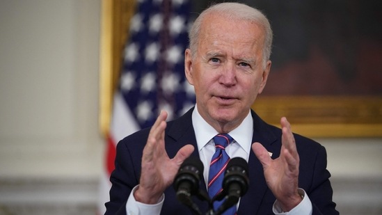 US President Joe Biden speaks about the March jobs report in the State Dining Room of the White House in Washington, DC. (AFP) US President Joe Biden speaks about the March jobs report in the State Dining Room of the White House in Washington, DC. (AFP)