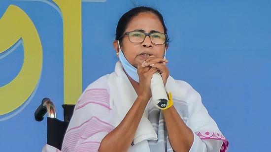 "With folded hands, I request the EC to hold the next three phases on a single day. If not one day, conduct it in two days and save one day,”said Mamata Banerjee. (PTI Photo)(PTI)