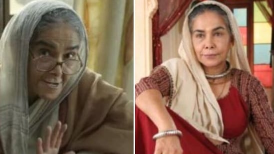 Surekha Sikri is Badhaai Ho (left) and in Balika Vadhu (right).