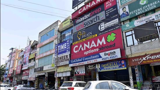 An ILETS centre at Model Town Extension in Ludhiana. (Gurpreet Singh/HT)