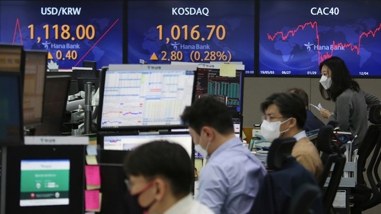 The risk of another destabilizing increase in borrowing costs has also subsided, as bond yields have pulled back from recent highs. (AP Photo/Ahn Young-joon)(AP)