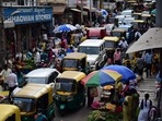 Bengaluru, India – April 12, 2021: Shoppers seen ahead of Ugadhi festival, at Malleshwaram, Bengaluru, Karnataka, India, on Monday, April 12, 2021. (Photo by Sampath Kumar GP / Hindustan Times) Bengaluru, India – April 12, 2021: Shoppers seen ahead of Ugadhi festival, at Malleshwaram, Bengaluru, Karnataka, India, on Monday, April 12, 2021. (Photo by Sampath Kumar GP / Hindustan Times)