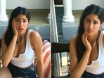 Janvhi Kapoor lip-syncs to Kajra Re to describes her worry over her red carpet dress. 