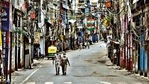Civil defence personnel patrol a deserted street in Sadar Bazaar on Tuesday. (Sanjeev Verma/HT PHOTO) Civil defence personnel patrol a deserted street in Sadar Bazaar on Tuesday. (Sanjeev Verma/HT PHOTO)