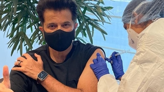 Anil Kapoor receives the second dose of the Covid-19 vaccine. 