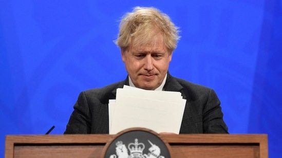 Britain's Prime Minister Boris Johnson holds a news conference at 10 Downing Street, Covid-19 outbreak, in London, Britain. (Reuters)