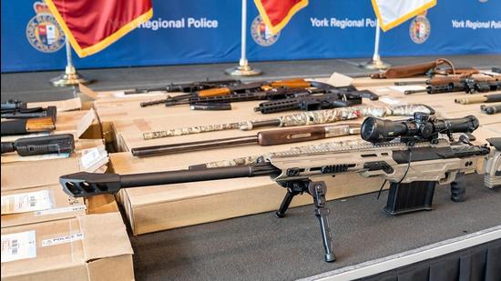 Guns seized during the crackdown operation ‘Project Cheetah’ in Canada. (Supplied photo)