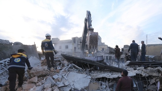 In this Jan. 15, 2020 file photo, emergency services look for survivors after airstrikes in the city of Idlib, Syria. (AP Photo/Ghaith Alsayed, File) In this Jan. 15, 2020 file photo, emergency services look for survivors after airstrikes in the city of Idlib, Syria. (AP Photo/Ghaith Alsayed, File)