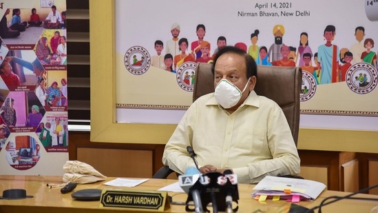 “Last year, over 80% of people were treated under home isolation. Our start is good but we need to increase our facilities more,” Harsh Vardhan said(PIB/PTI Photo)(PTI) “Last year, over 80% of people were treated under home isolation. Our start is good but we need to increase our facilities more,” Harsh Vardhan said(PIB/PTI Photo)(PTI)