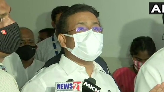 Maharashtra health minister Rajesh Tope addressing reporters on April 20, 2021. (ANI Photo)