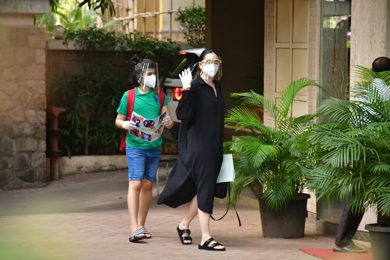 Karisma Kapoor and her son Kiaan at Kareena Kapoor's house. (Varinder Chawla) Karisma Kapoor and her son Kiaan at Kareena Kapoor's house. (Varinder Chawla)
