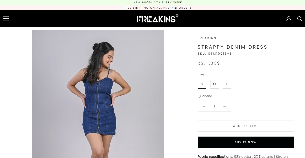 Sunny Leone's strappy denim dress from Freakins (freakins.com)
