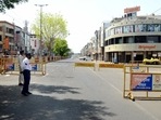 A deserted view of a road during curfew due to a surge in COVID-19 cases, in Bhopal. A deserted view of a road during curfew due to a surge in COVID-19 cases, in Bhopal.