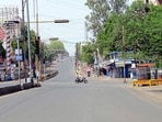 Bhopal: City streets wear a deserted look during weekend lockdown to curb COVID-19 cases in Bhopal, on Sunday, April 18, 2021. 