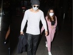 Varun Dhawan and Natasha Dalal spotted at the Mumbai airport. 