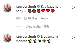 Ranveer Singh's comments on Deepika Padukone's pic.