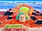 The Earth Day 2021 sculpture by sand artist Sudarsan Pattnaik on Puri beach, Odisha. The Earth Day 2021 sculpture by sand artist Sudarsan Pattnaik on Puri beach, Odisha.