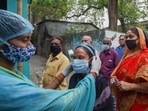Drones are being used for security surveillance in the area near booth number 131-132 in Amdanga, North 24 Paraganas. In picture - Polling station at Khardha in North 24 Parganas.(PTI) Drones are being used for security surveillance in the area near booth number 131-132 in Amdanga, North 24 Paraganas. In picture - Polling station at Khardha in North 24 Parganas.(PTI)