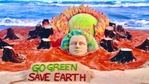 The Earth Day 2021 sculpture by sand artist Sudarsan Pattnaik on Puri beach, Odisha.(Twitter/@sudarsansand) The Earth Day 2021 sculpture by sand artist Sudarsan Pattnaik on Puri beach, Odisha.(Twitter/@sudarsansand)