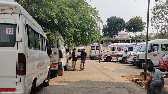 Private ambulance operators meanwhile said demand has increased by at least five times compared to the past few months. (HT Photo) Private ambulance operators meanwhile said demand has increased by at least five times compared to the past few months. (HT Photo)