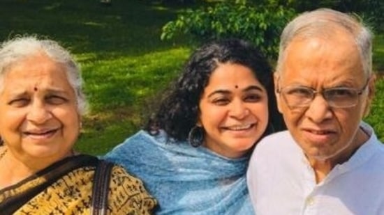 Ashwiny Iyer Tiwari with the Narayana and Sudha Murthy.