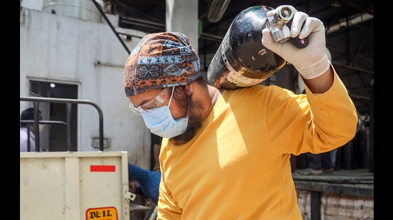 As the brutal second wave of the pandemic has hit India, there has been almost a war over oxygen cylinders among states, and between states and the Centre. (PTI) As the brutal second wave of the pandemic has hit India, there has been almost a war over oxygen cylinders among states, and between states and the Centre. (PTI)