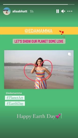 Alia Bhatt took to Instagram Stories and reshared a post, with the caption, "Let's show our planet some love".