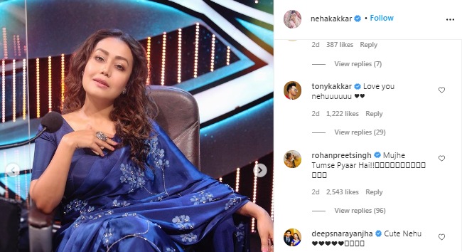 Rohanpreet Singh's comment on Neha Kakkar's Instagram pictures (Instagram/nehakakkar)