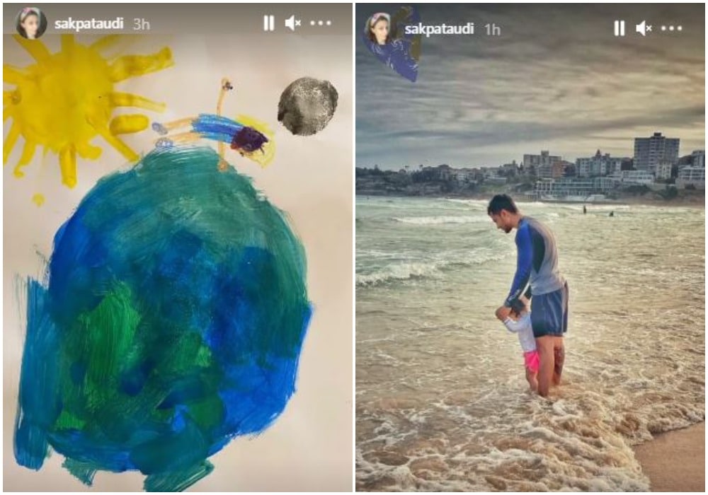 Soha Ali khan shared pictures of Inaaya with her dad Kunal Kemmu on the beach and her painting. Soha Ali khan shared pictures of Inaaya with her dad Kunal Kemmu on the beach and her painting.