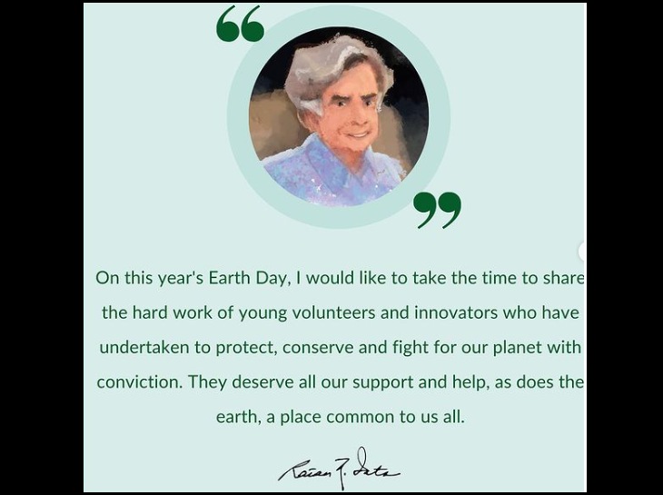 The image taken from Ratan Tata's post shows the message for Earth Day shared by him. (Instagram/@ratantata) The image taken from Ratan Tata's post shows the message for Earth Day shared by him. (Instagram/@ratantata)
