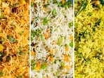 Peri peri rice, vegetable fried rice and lemon rice.