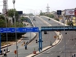 Bhopal: A deserted view of roads during the curfew imposed to curb the spread of Covid-19 cases, in Bhopal, April 23, 2021. 