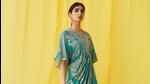 Model in a cowl kaftan by designer Ritu Kumar Model in a cowl kaftan by designer Ritu Kumar