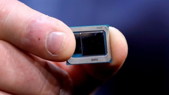 An Intel Tiger Lake chip is displayed at an Intel news conference. (REUTERS) An Intel Tiger Lake chip is displayed at an Intel news conference. (REUTERS)