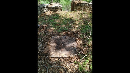 The stone tablet marker at the mapping observatory in Kannuru, Bengaluru, before it was restored. (Meera Iyer) The stone tablet marker at the mapping observatory in Kannuru, Bengaluru, before it was restored. (Meera Iyer)