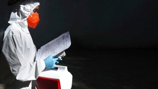 The Capital on Friday recorded 348 deaths of the infection, while adding 24,331 fresh cases on the back of 75,037 tests, as the positivity rate dropped marginally to 32.43%. (AP) The Capital on Friday recorded 348 deaths of the infection, while adding 24,331 fresh cases on the back of 75,037 tests, as the positivity rate dropped marginally to 32.43%. (AP)
