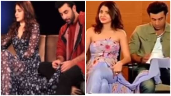 Ranbir Kapoor and Anushka Sharma as seen doing their old interviews.